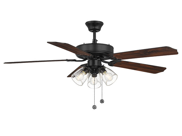 52" 3-Light Ceiling Fan in Matte Black