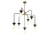 Godfrey 7-Light Chandelier in Matte Black with Warm Brass Accents