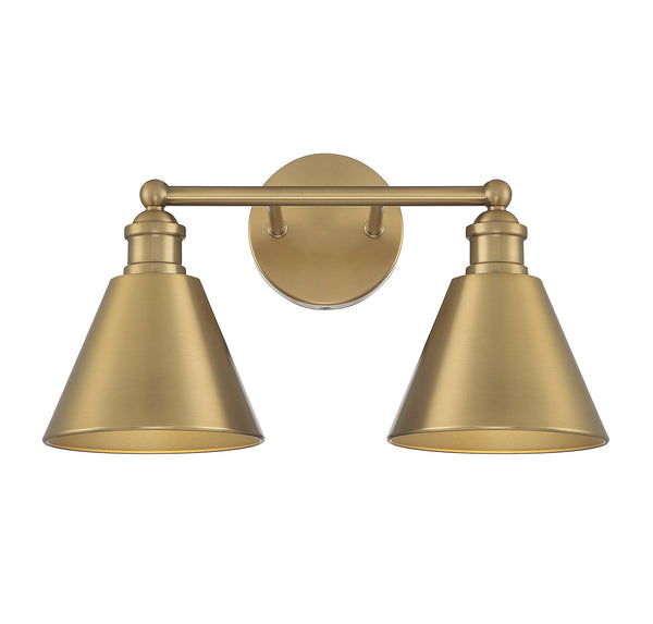 2-Light Bathroom Vanity Light in Natural Brass