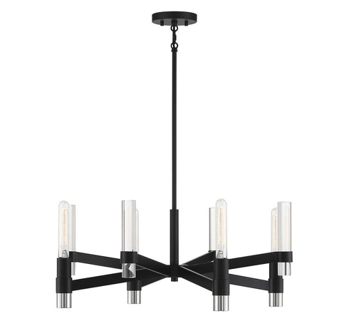 Windamere 4-Light Chandelier in Textured Black with Polished Nickel Accents