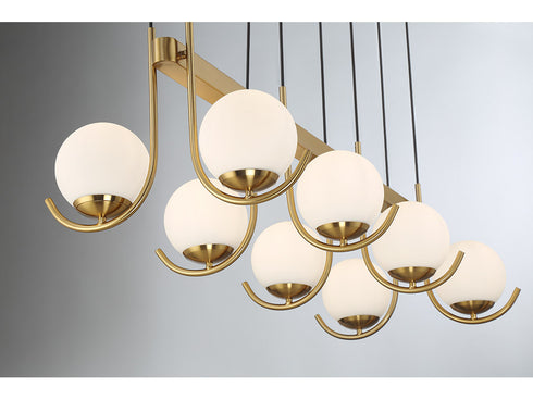Abella 8-Light Linear Chandelier in Warm Brass