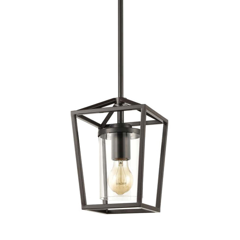 Murcia Black Cage Pendant Light with Mini Glass Cylinder Shade