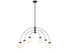 6-Light Chandelier in Matte Black with Polished Nickel
