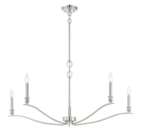 5-Light Chandelier in Polished Nickel