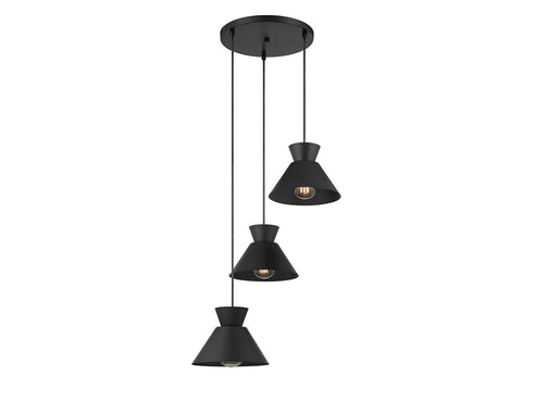 3-Light Multi-Point Chandelier in Natural Brass