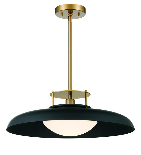 Gavin 1-Light Pendant in Matte Black with Warm Brass Accents