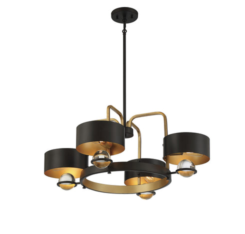 Chambord 4-Light Chandelier in Vintage Black with Warm Brass Accents