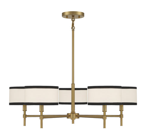 5-Light Chandelier in Natural Brass