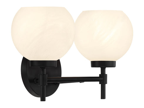 Hannah 2-Light Bathroom Vanity Light in Matte Black