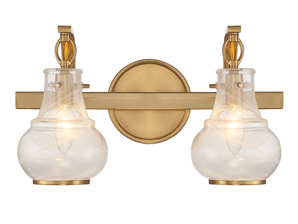 Adams 2-Light Bathroom Vanity Light in Warm Brass
