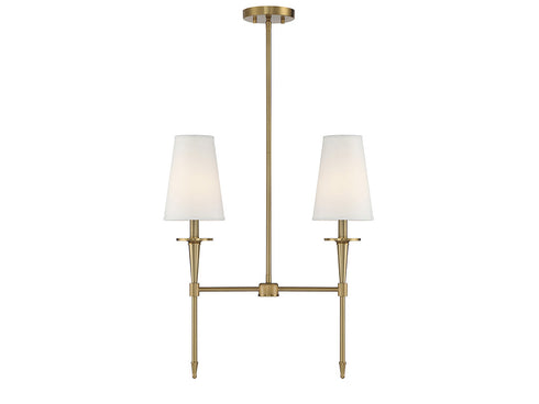 Trundle 2-Light Linear Chandelier in Warm Brass