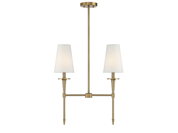 Trundle 2-Light Linear Chandelier in Warm Brass