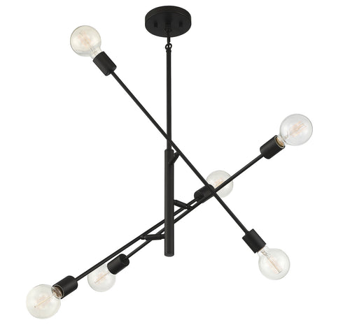 6-Light Chandelier in Natural Brass