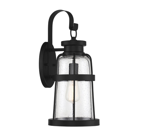 Quinton 1-Light Large Outdoor Wall Lantern in Matte Black