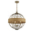 Boreal 4-Light Pendant in Burnished Brass with Rattan