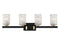 Keene 4-Light Bathroom Vanity Light in Matte Black with Warm Brass Accents