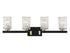 Keene 4-Light Bathroom Vanity Light in Matte Black with Warm Brass Accents