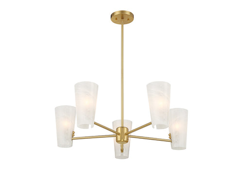 5-Light Chandelier in Natural Brass
