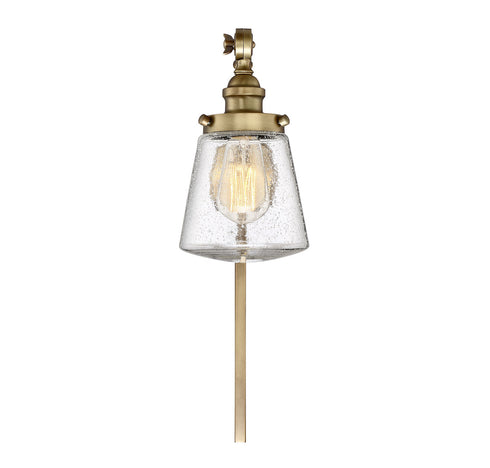 1-Light Adjustable Wall Sconce in Natural Brass