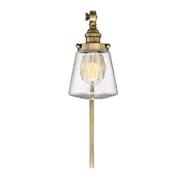 1-Light Adjustable Wall Sconce in Natural Brass