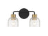 Flagler 2-Light Bathroom Vanity Light in Matte Black with Warm Brass Accents
