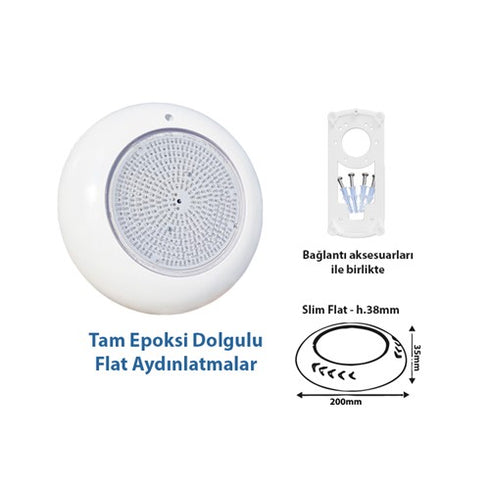PINA Slim Flat LED Pool Light, Nicheless Surface Mount, Resin-Filled IP68, 12V, 10.2 inch