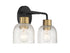 Flagler 2-Light Bathroom Vanity Light in Matte Black with Warm Brass Accents