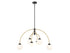 6-Light Chandelier in Matte Black with Polished Nickel