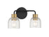 Flagler 2-Light Bathroom Vanity Light in Matte Black with Warm Brass Accents