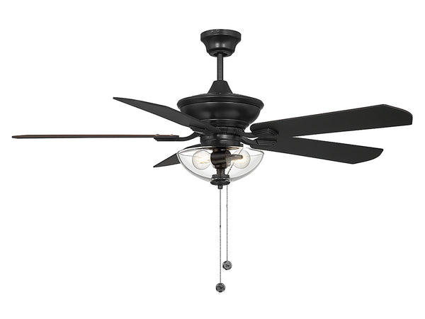 52" 2-Light Outdoor Ceiling Fan in Matte Black
