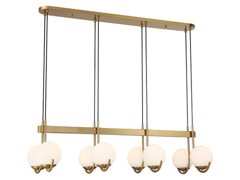 Abella 8-Light Linear Chandelier in Warm Brass