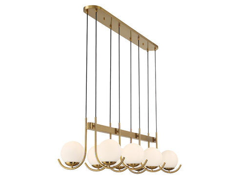 Abella 8-Light Linear Chandelier in Warm Brass