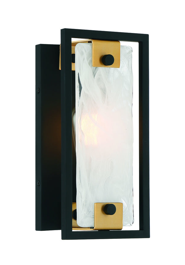 Hayward 1-Light Wall Sconce in Matte Black with Warm Brass Accents