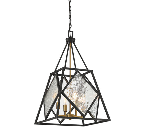 Capella 4-Light Pendant in English Bronze and Warm Brass