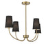 4-Light Chandelier in Natural Brass