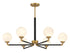 Dresden 6-Light Chandelier in Matte Black with Warm Brass Accents