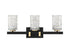 Keene 3-Light Bathroom Vanity Light in Matte Black with Warm Brass Accents