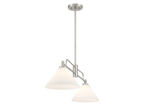 2-Light Linear Chandelier in Natural Brass