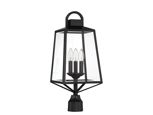 Inglewood 3-Light Outdoor Post Lantern in Black