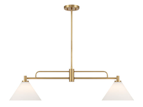 2-Light Linear Chandelier in Natural Brass