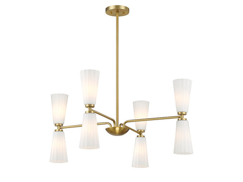 8-Light Chandelier in Natural Brass