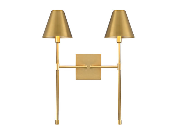 Jefferson 2-Light Wall Sconce in Warm Brass