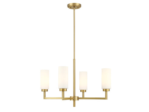 4-Light Chandelier in Natural Brass