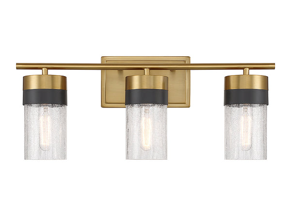 Brickell 3-Light Bathroom Vanity Light in Warm Brass and Black