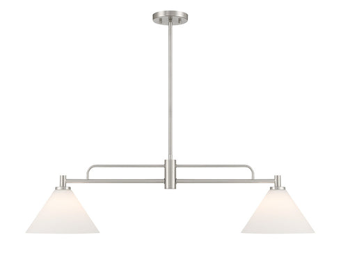 2-Light Linear Chandelier in Natural Brass