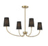 4-Light Chandelier in Natural Brass
