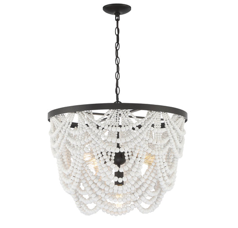 5-Light Chandelier in White with Oil Rubbed Bronze
