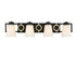 Russo 4-Light Bathroom Vanity Light in Matte Black with Warm Brass Accents