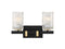 Keene 2-Light Bathroom Vanity Light in Matte Black with Warm Brass Accents
