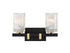 Keene 2-Light Bathroom Vanity Light in Matte Black with Warm Brass Accents